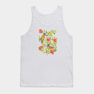 Colorful birds on floral branch Tank Top